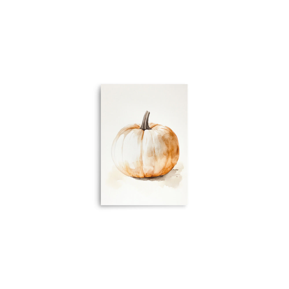 Autumn Essence: Minimalist Watercolor of a Pumpkin