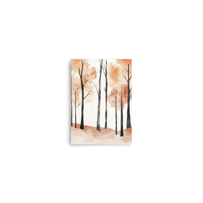 Whispers of Autumn: Minimalist Watercolor of an Autumn Forest