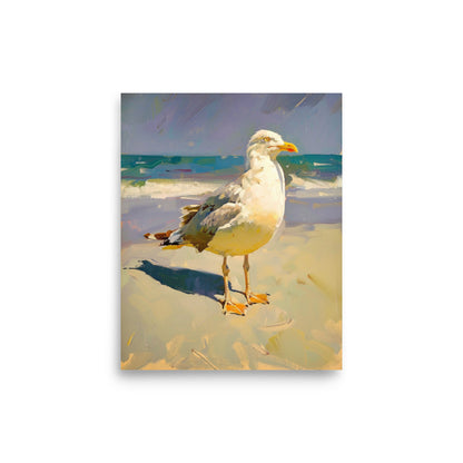 Coastal Observer: Seagull Portrait on Sandy Shores