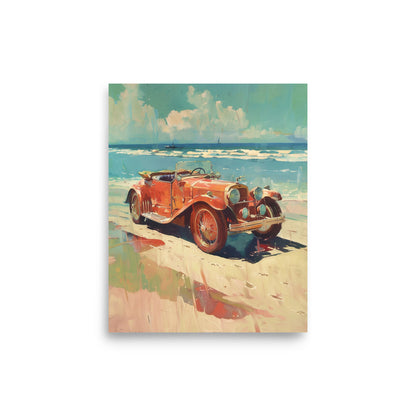 Vintage Elegance on Shores: Classic Car by the Sea