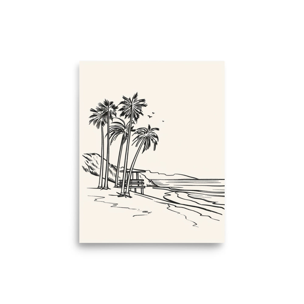 Coastal Contours: Line Art of a SoCal Beachscape