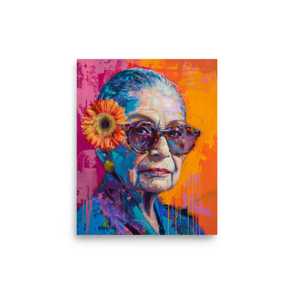 Vibrant Ruth Bader Ginsburg Portrait with Sunflower