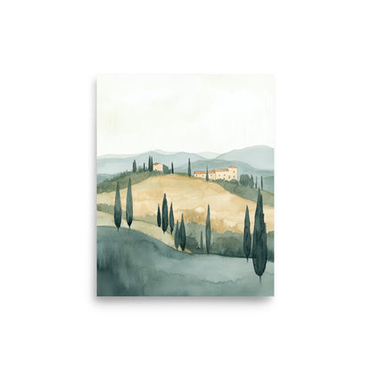 Tuscan Serenity – A Timeless Watercolor Landscape