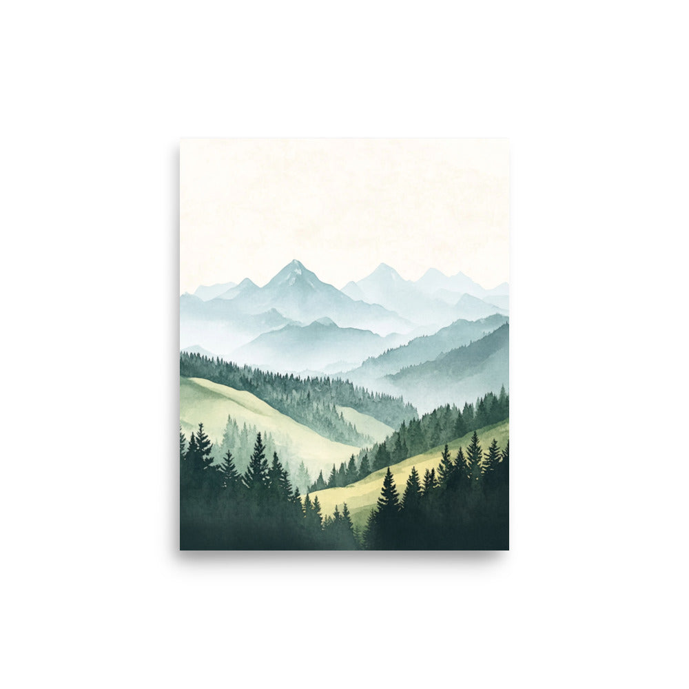 Majestic Swiss Alps – Minimalist Watercolor Landscape