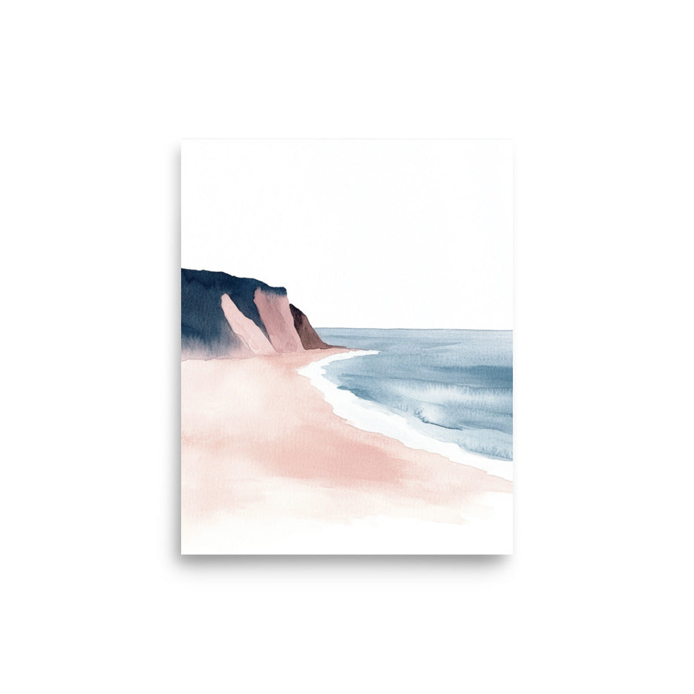 California Coastline – Minimalist Watercolor Seascape