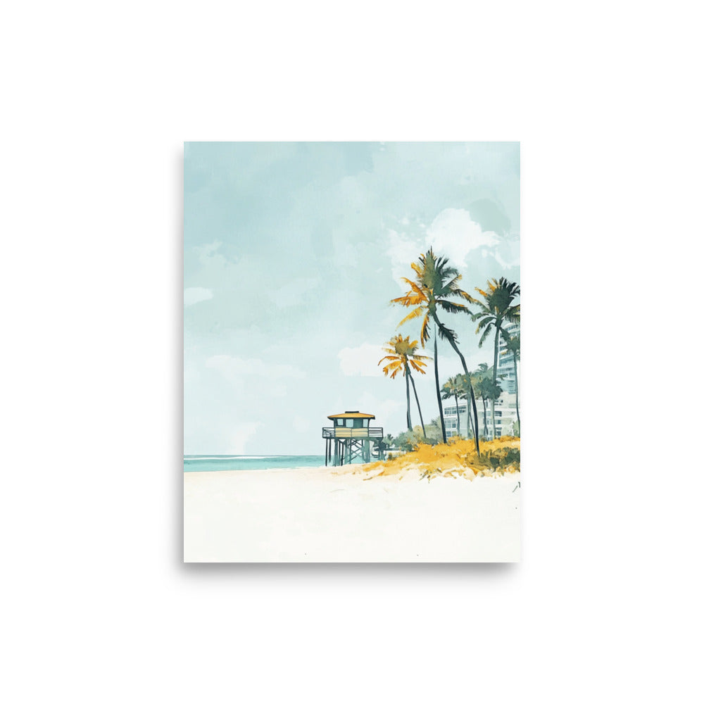 Miami Beach Serenity – Minimalist Watercolor Coastal Charm