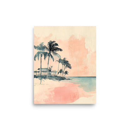 Pastel Miami Shores – Minimalist Coastal Watercolor Art Print