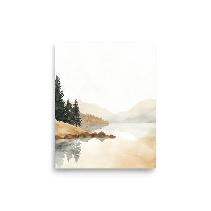 Whispers of Stillness: Watercolor Reflection of a Tranquil Lakeside